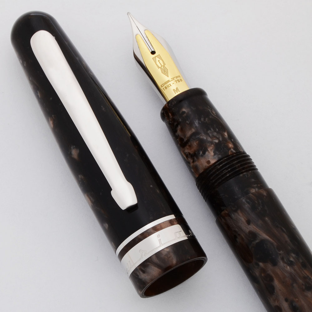 Delta Fusion 82 Fountain Pen - Brown Marbled Resin, Medium w 18k